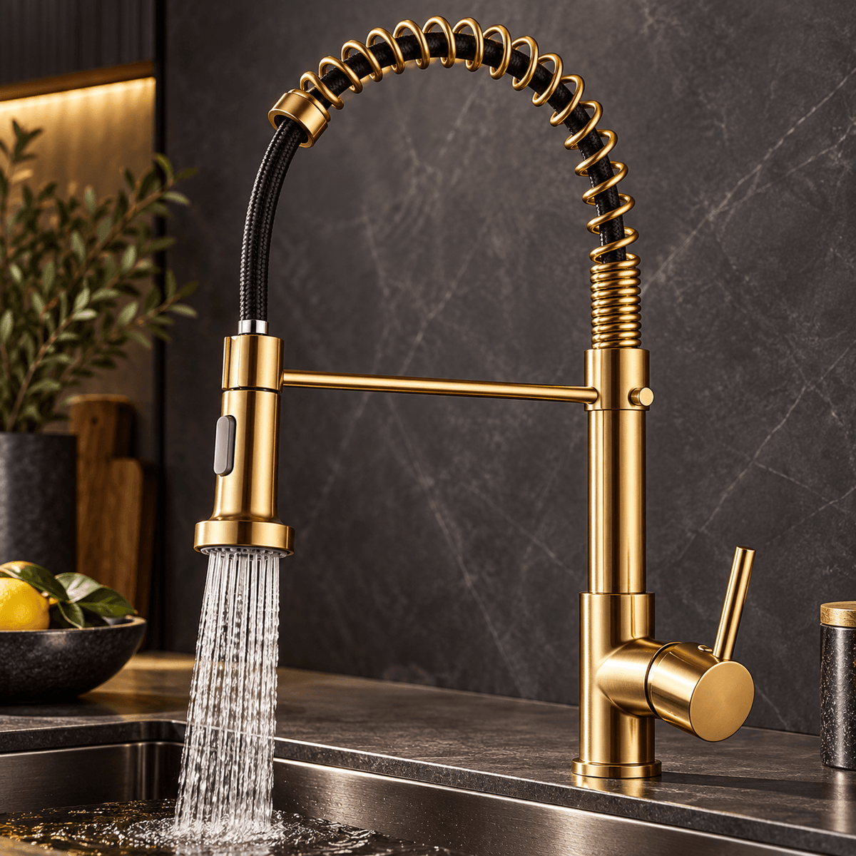 Pull Down Kitchen Faucet with Sprayer, Single Handle High Arc