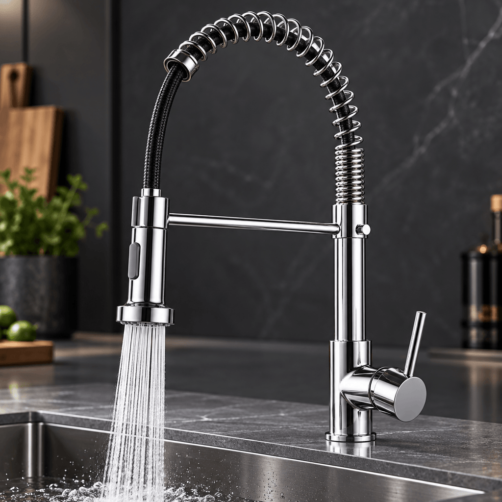 Pull Down Kitchen Faucet with Sprayer, Single Handle High Arc