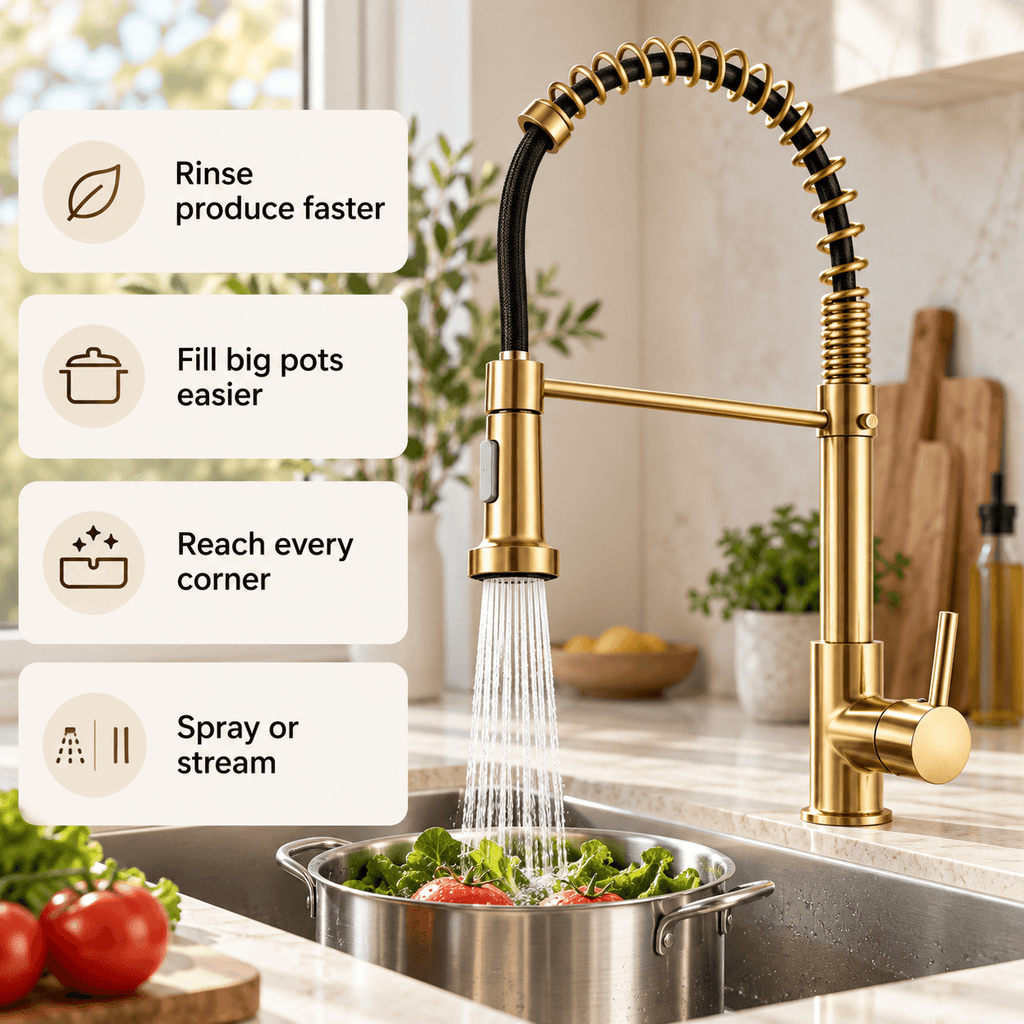 Pull Down Kitchen Faucet with Sprayer, Single Handle High Arc
