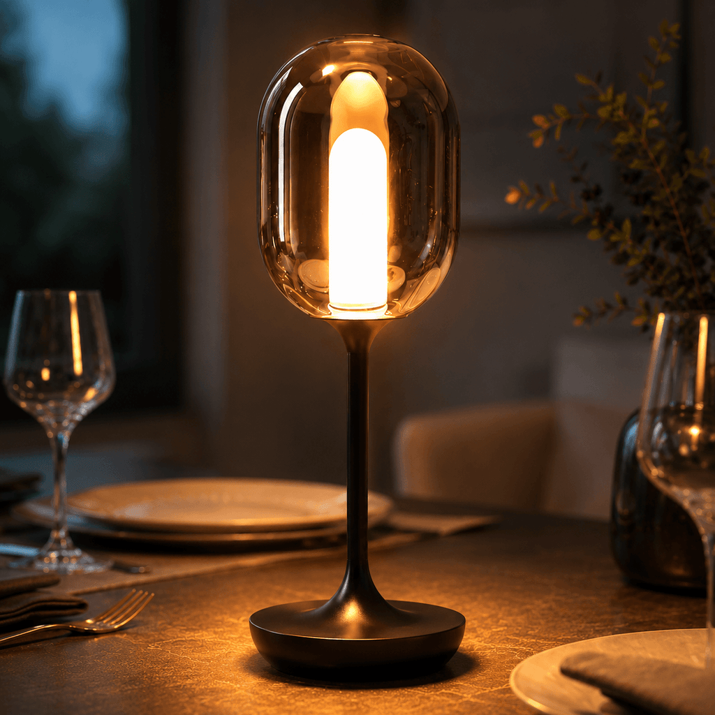 Rechargeable Cordless Table Lamp – Dimmable Touch Glass LED Lamp for Dining Table & Bedside
