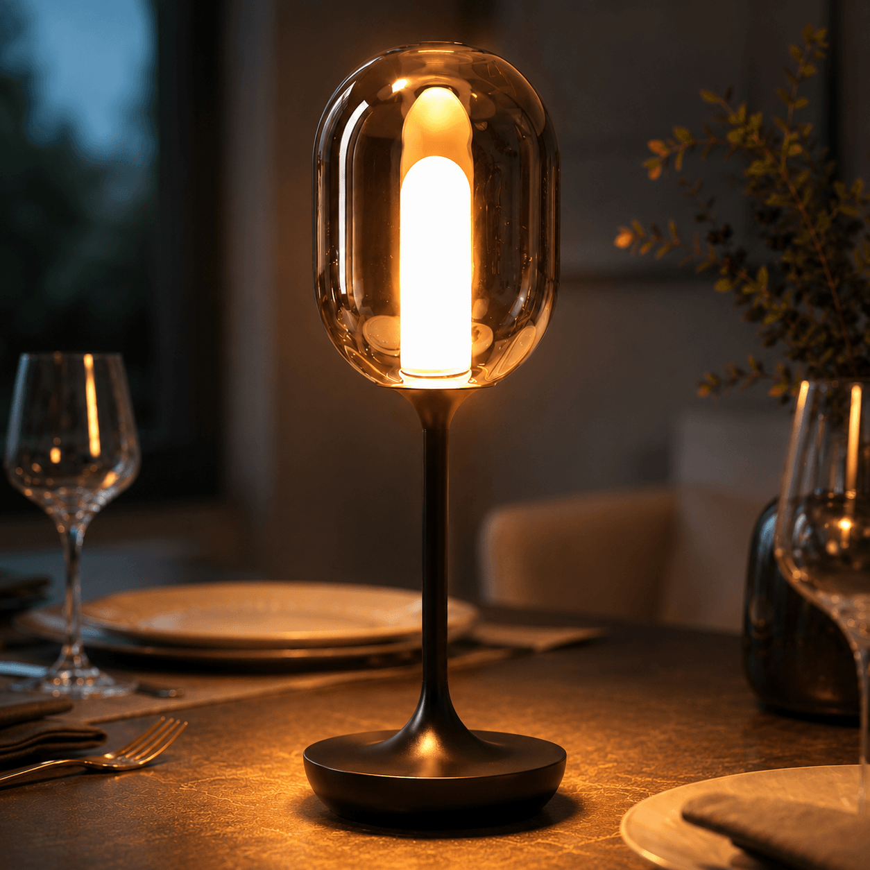 Rechargeable Cordless Table Lamp – Dimmable Touch Glass LED Lamp for Dining Table & Bedside