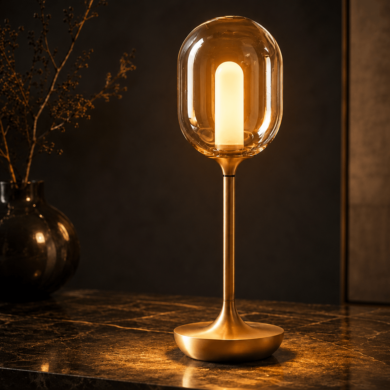 Rechargeable Cordless Table Lamp – Dimmable Touch Glass LED Lamp for Dining Table & Bedside
