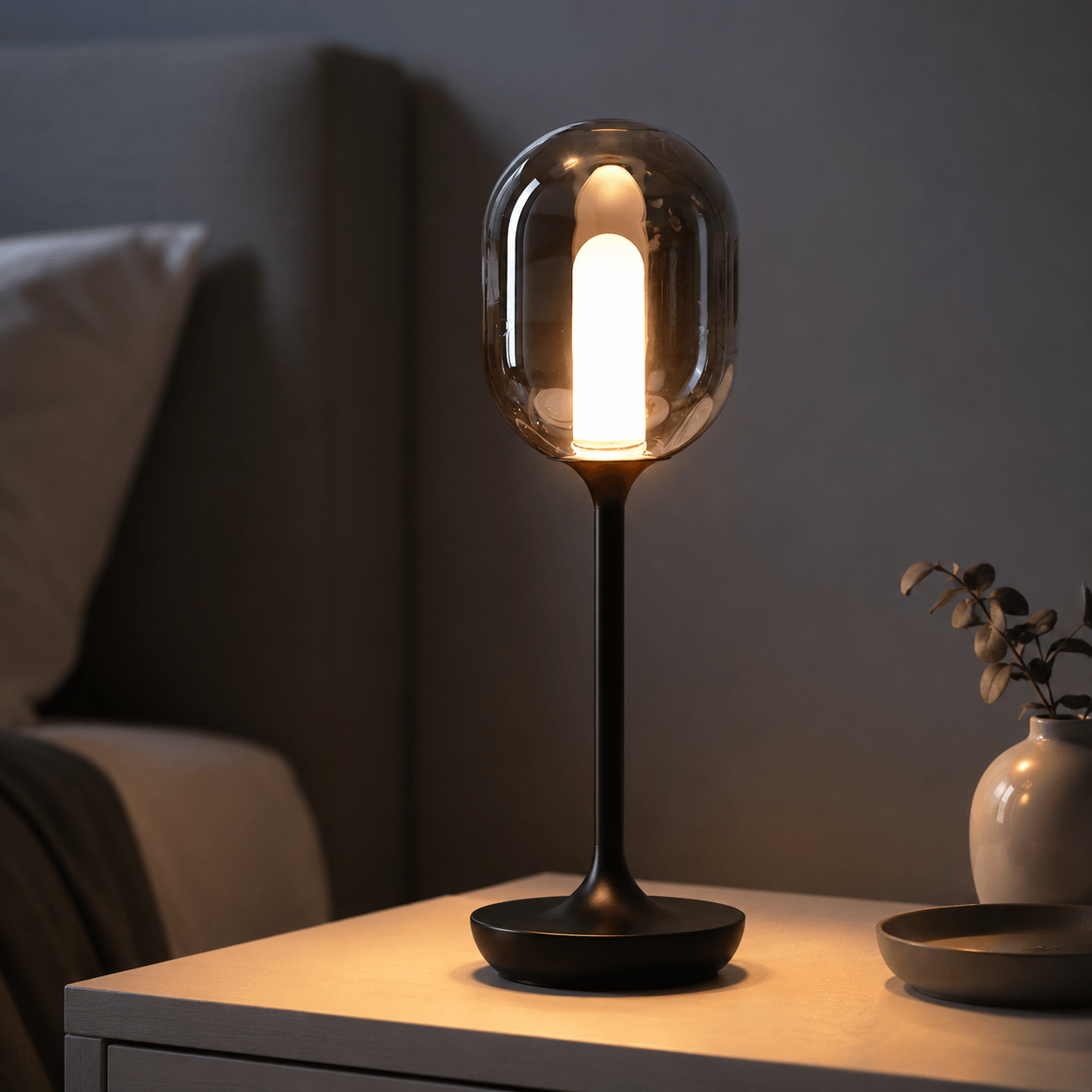 Rechargeable Cordless Table Lamp – Dimmable Touch Glass LED Lamp for Dining Table & Bedside