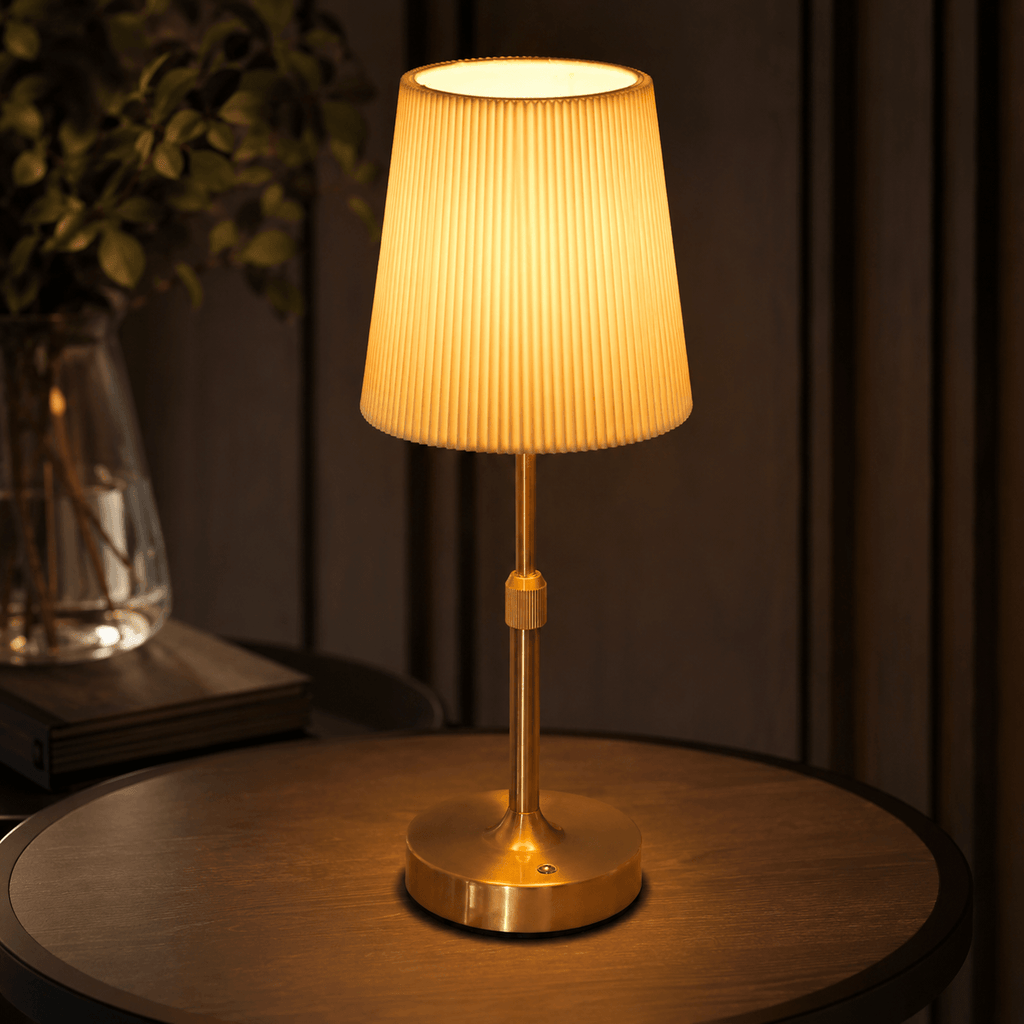 Rechargeable Cordless Table Lamp – Adjustable Pleated Bedside Lamp