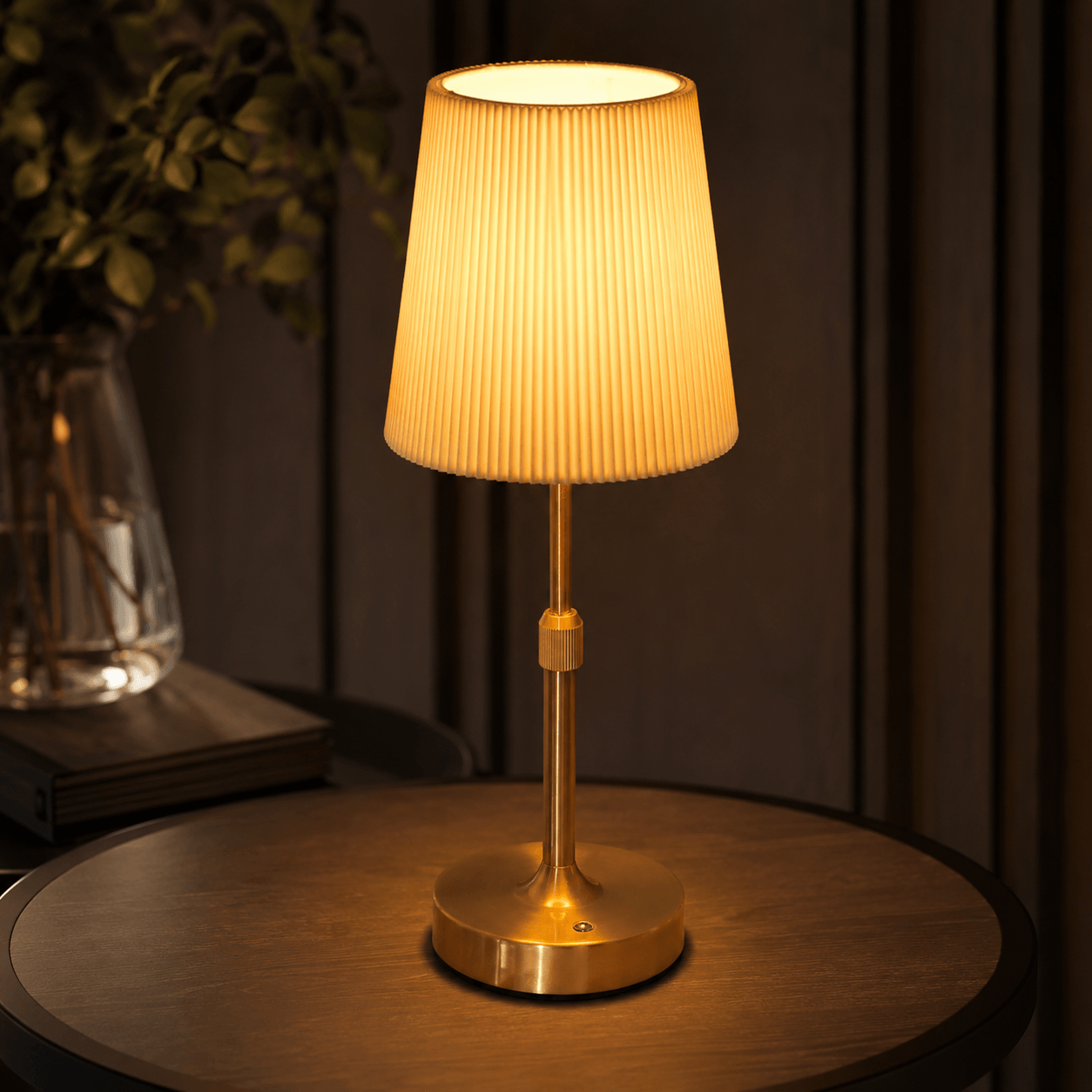 Rechargeable Cordless Table Lamp – Adjustable Pleated Bedside Lamp