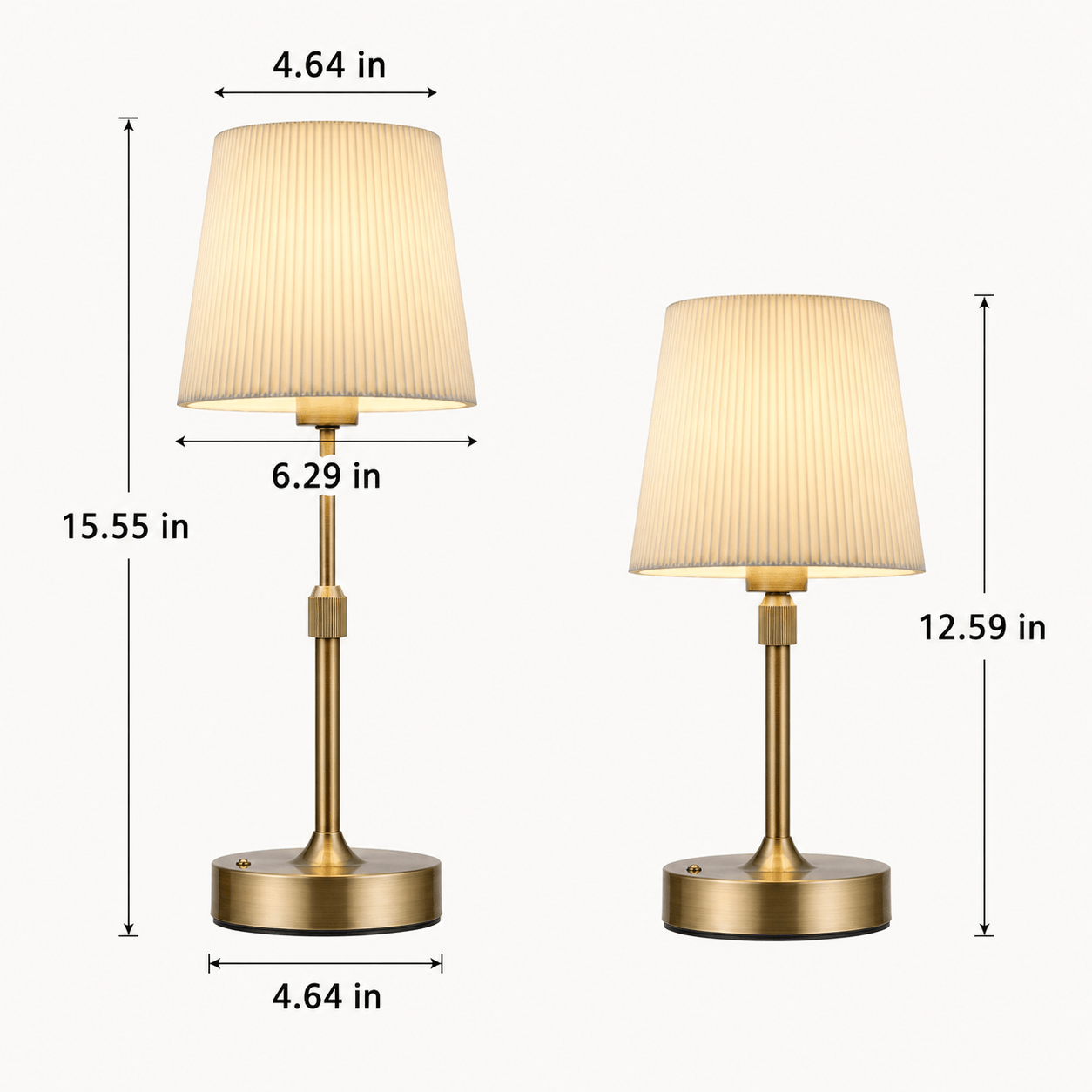 Rechargeable Cordless Table Lamp – Adjustable Pleated Bedside Lamp