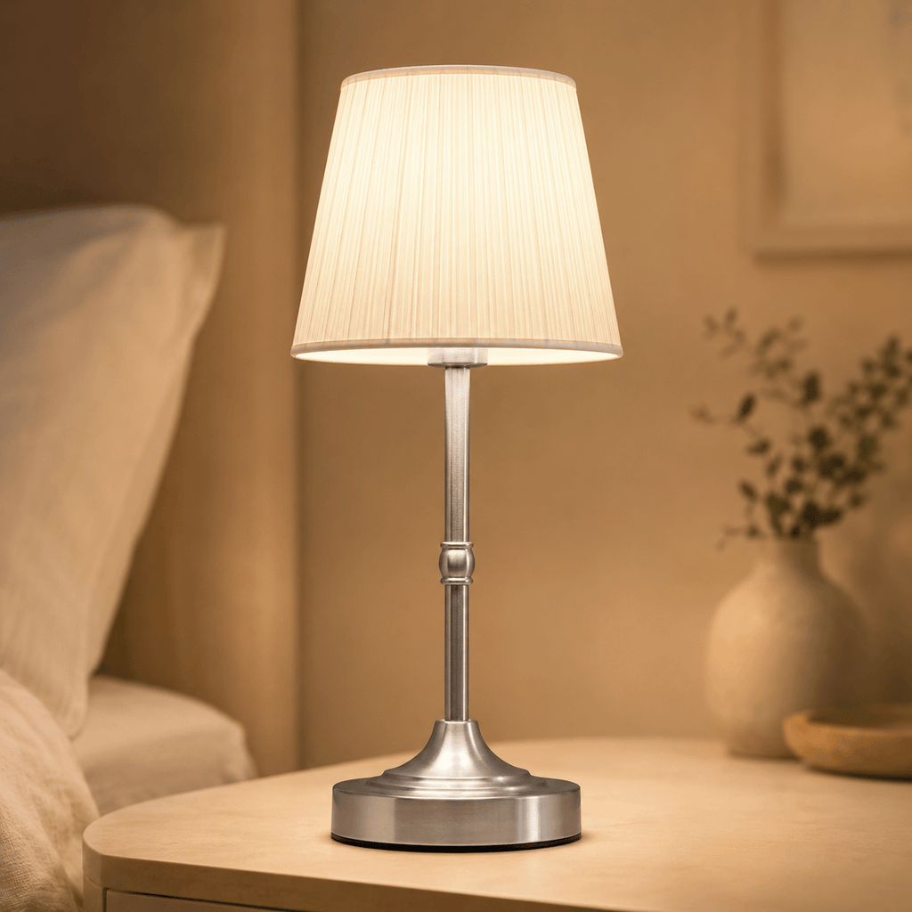 Rechargeable Cordless Table Lamp – Adjustable Pleated Bedside Lamp