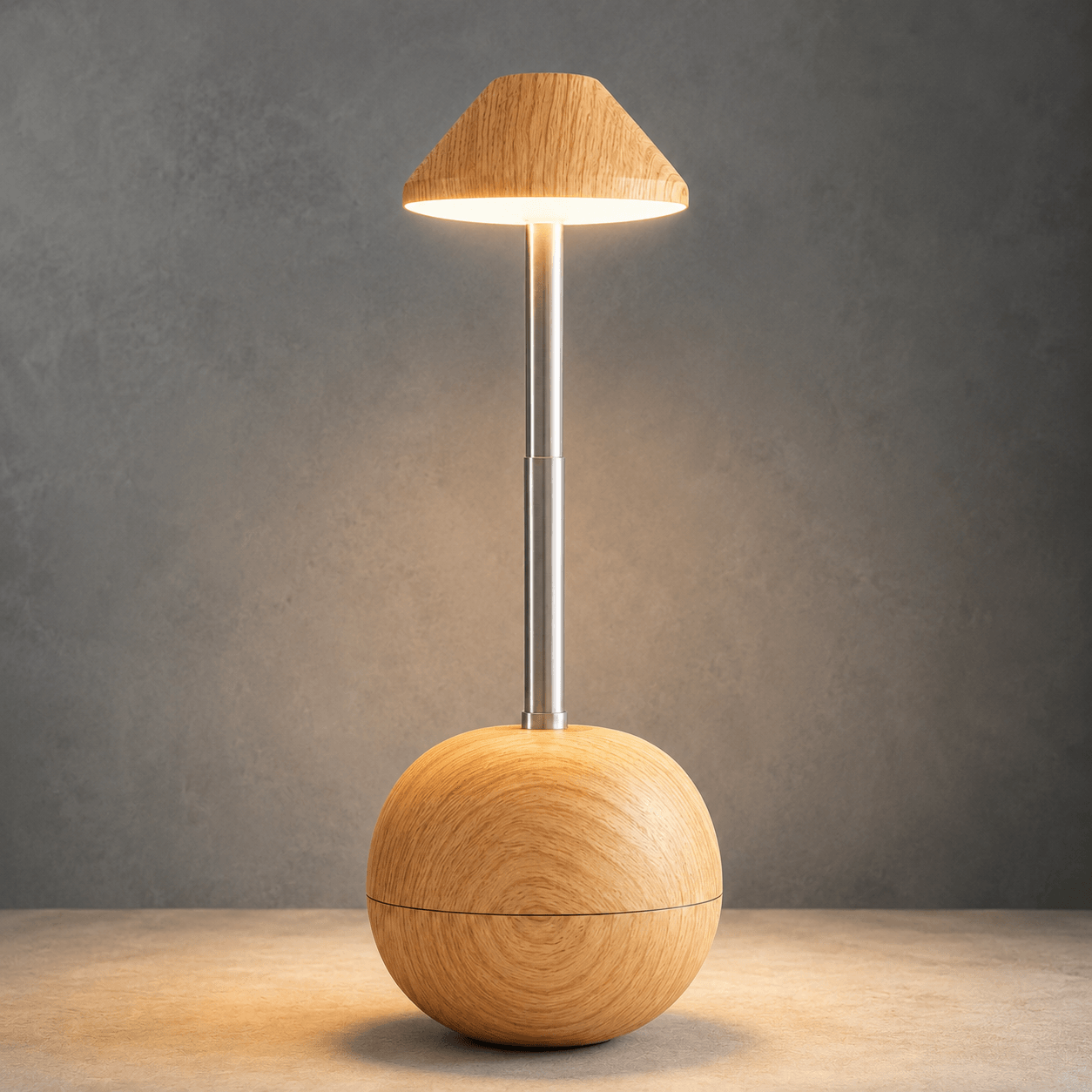 Rechargeable Cordless Table Lamp – Adjustable Wood LED Bedside Lamp