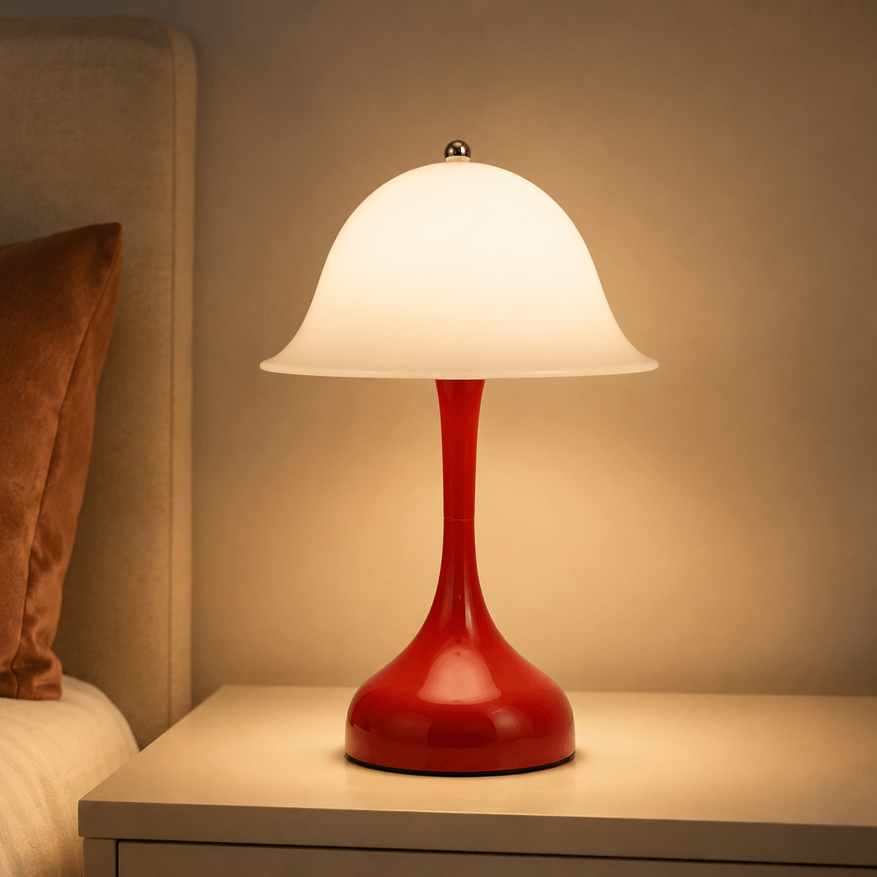 Rechargeable Cordless Table Lamp – Dimmable LED Mushroom Bedside Lamp with USB-C & 3 Color Temperatures