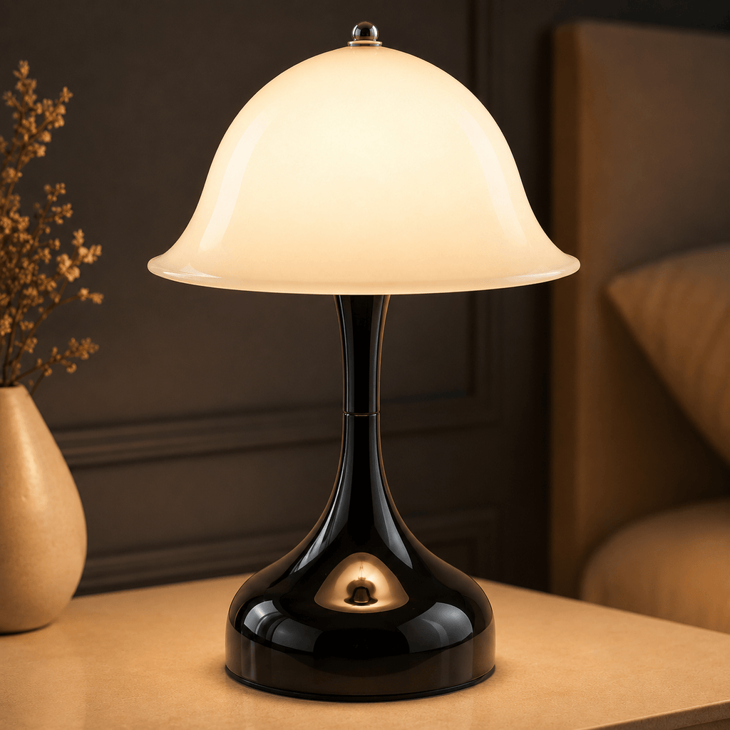 Rechargeable Cordless Table Lamp – Dimmable LED Mushroom Bedside Lamp with USB-C & 3 Color Temperatures