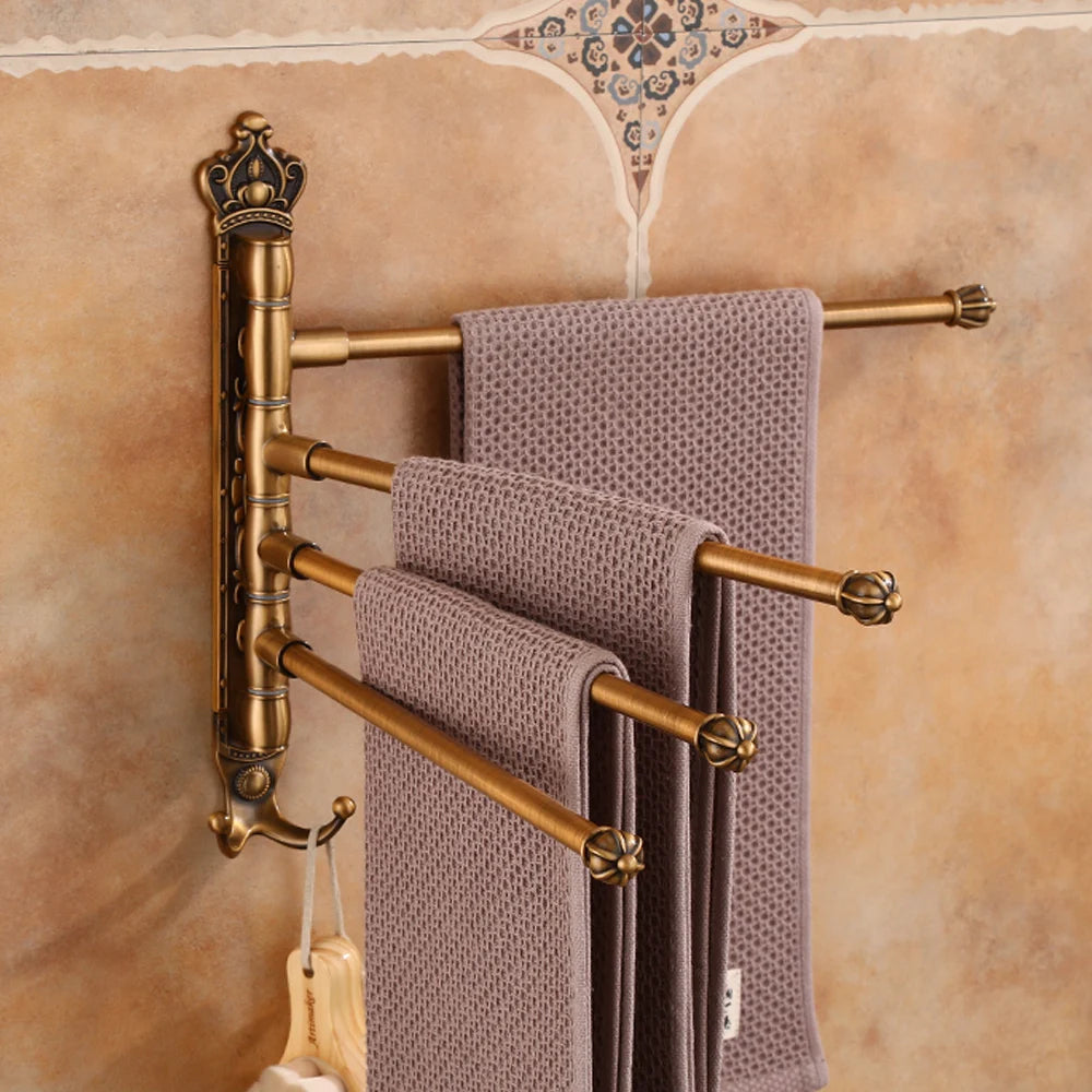 Wall Mounted Towel Rack – 4-Bar Rotating Bathroom Towel Holder