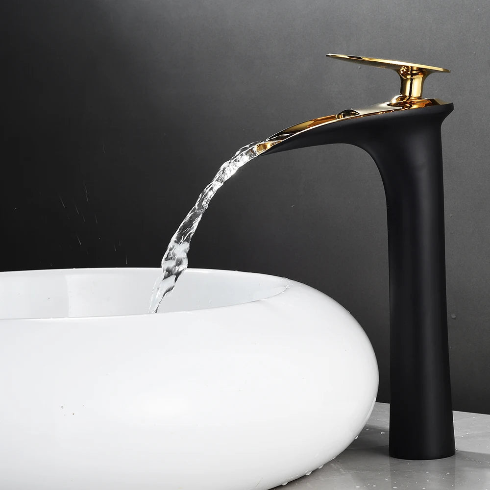 Single Hole Bathroom Faucet Vessel Sink Faucet Single Handle Waterfall