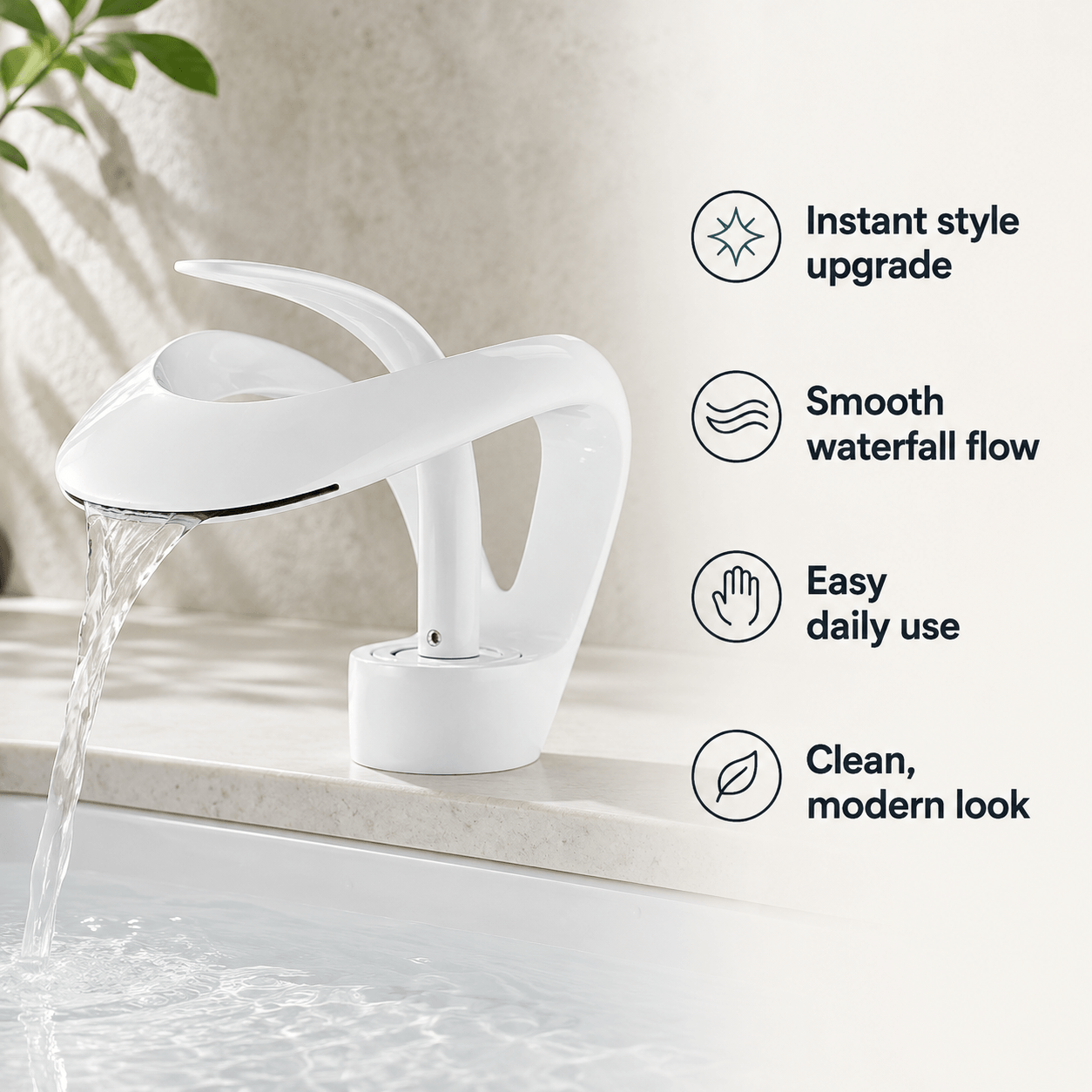 Single Hole Bathroom Faucet Single Handle Modern Waterfall Sink Faucet