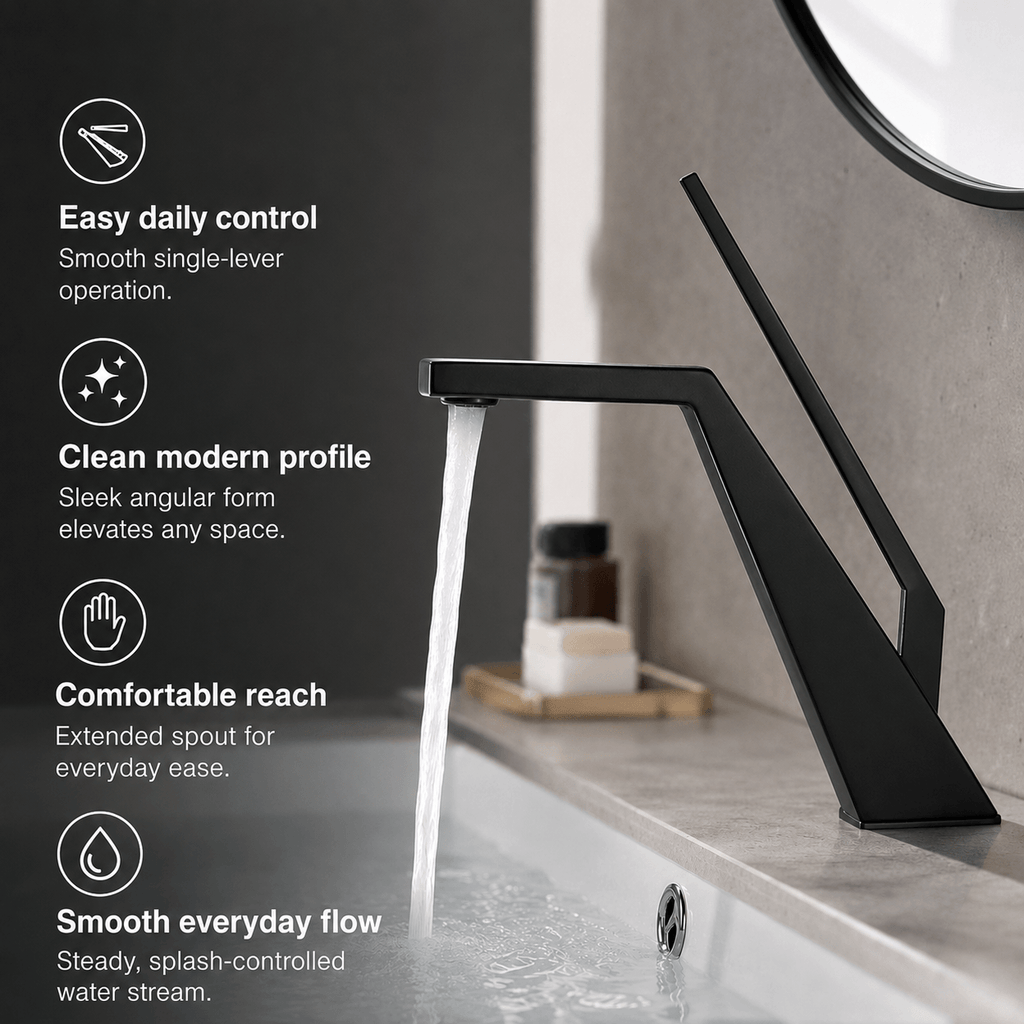 Single Hole Bathroom Faucet Modern Square Sink Faucet Single Handle