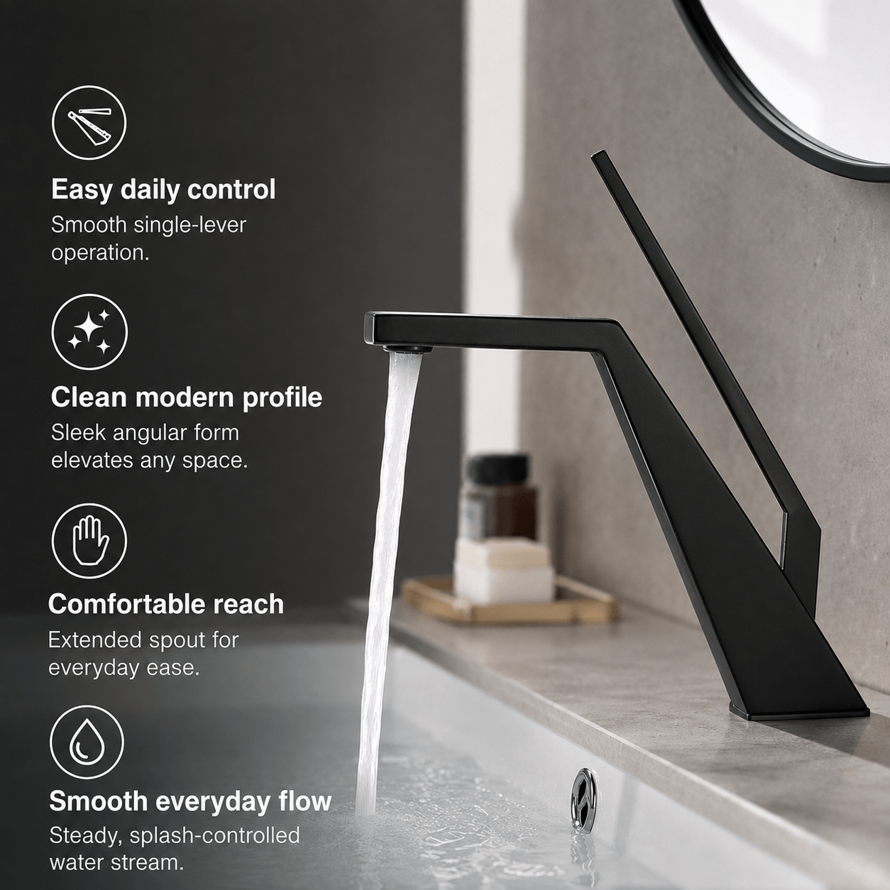 Single Hole Bathroom Faucet Modern Square Sink Faucet Single Handle