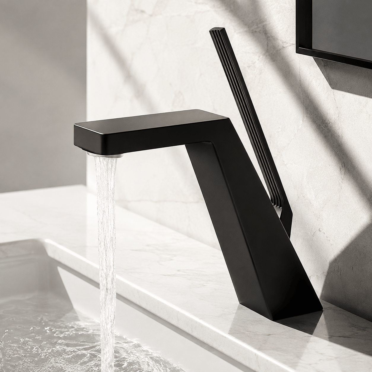Single Hole Bathroom Faucet Modern Square Sink Faucet Single Handle
