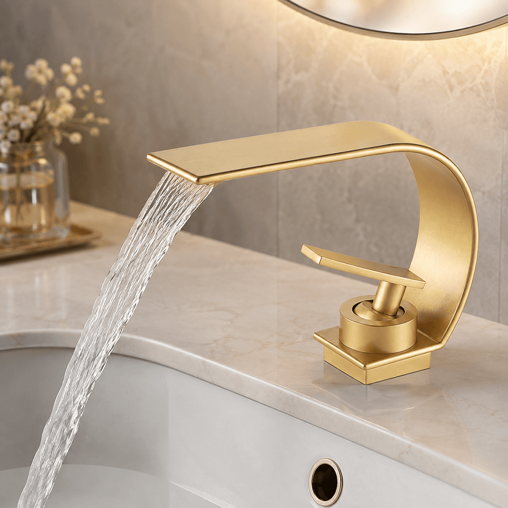 Single Hole Bathroom Faucet Modern Waterfall Sink Faucet Single Handle