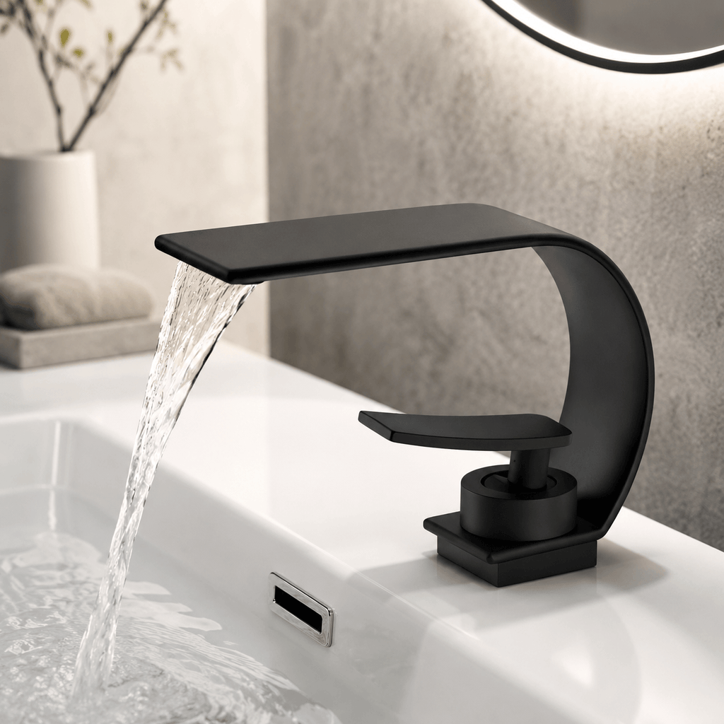 Single Hole Bathroom Faucet Modern Waterfall Sink Faucet Single Handle