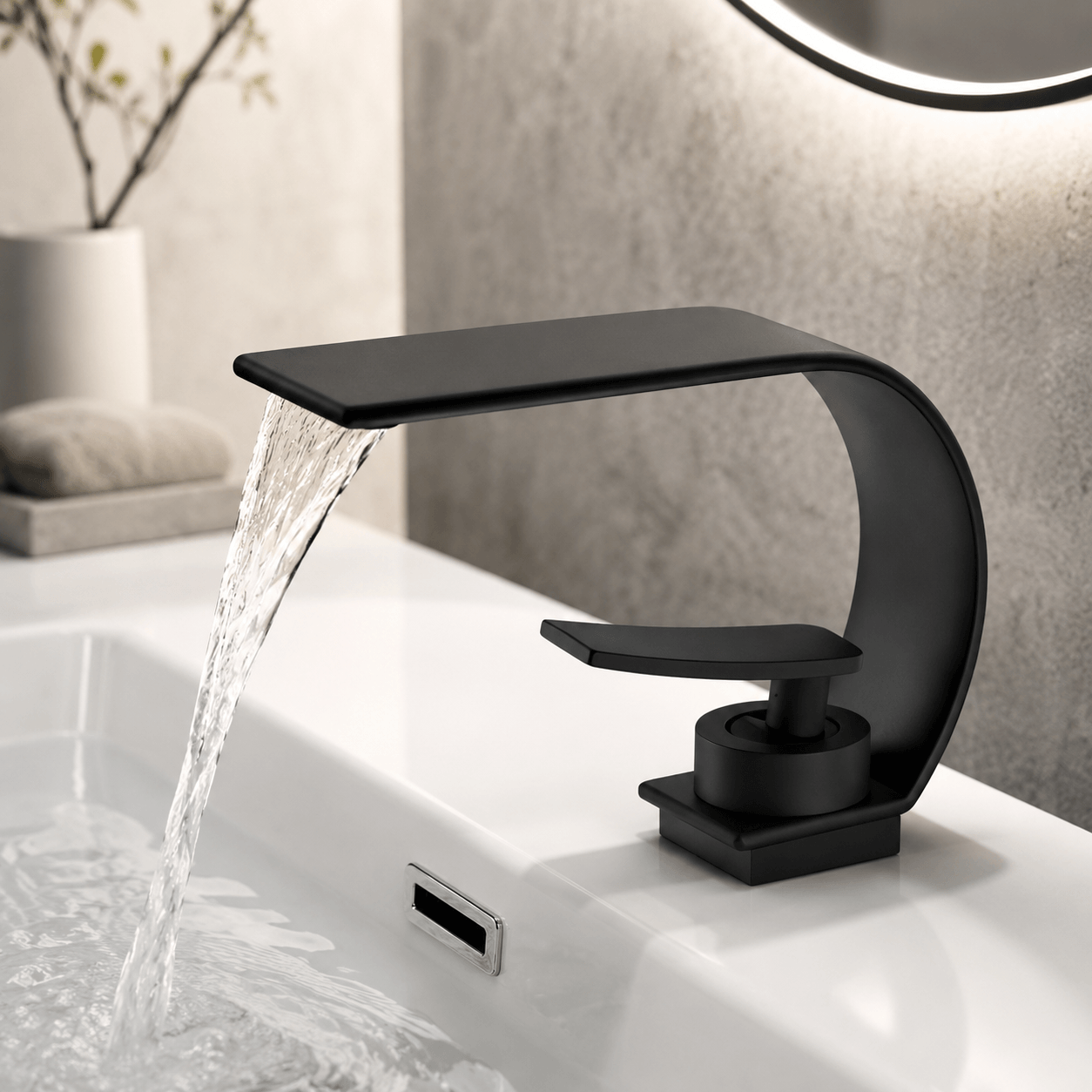 Single Hole Bathroom Faucet Modern Waterfall Sink Faucet Single Handle