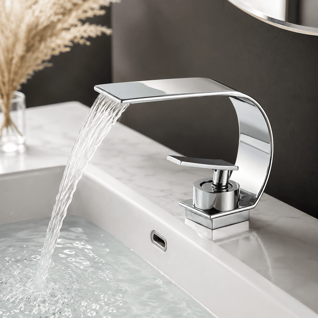 Single Hole Bathroom Faucet Modern Waterfall Sink Faucet Single Handle