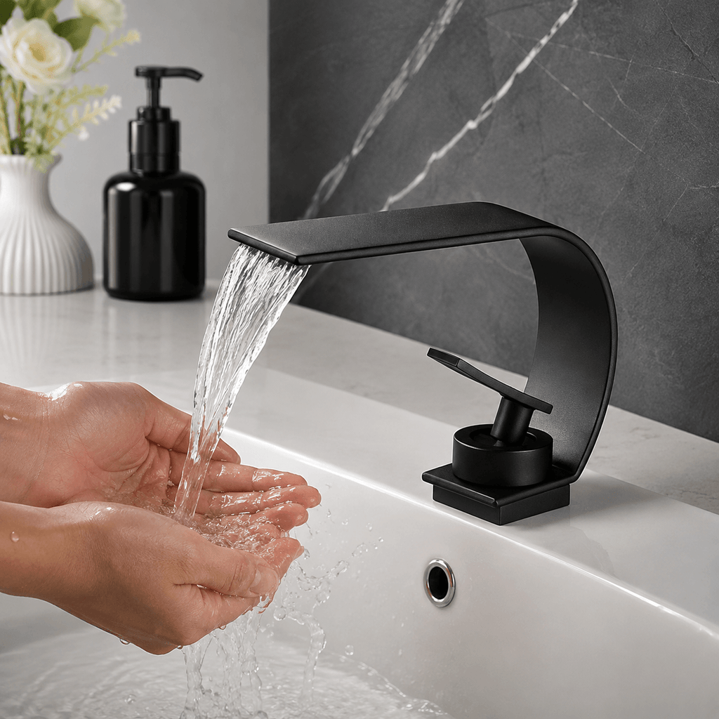 Single Hole Bathroom Faucet Modern Waterfall Sink Faucet Single Handle