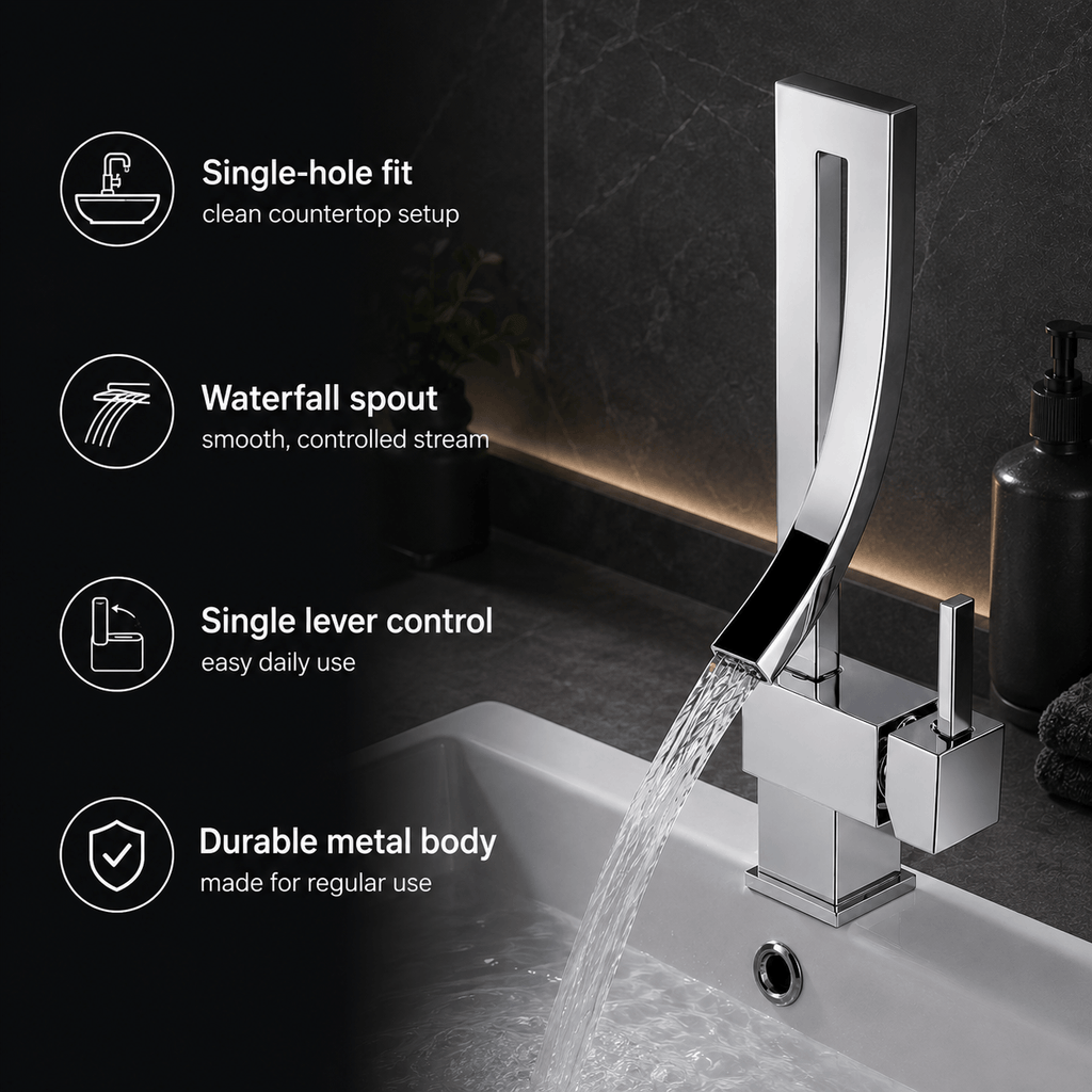 Single Hole Bathroom Faucet Single Handle Waterfall Faucet Sink Faucet