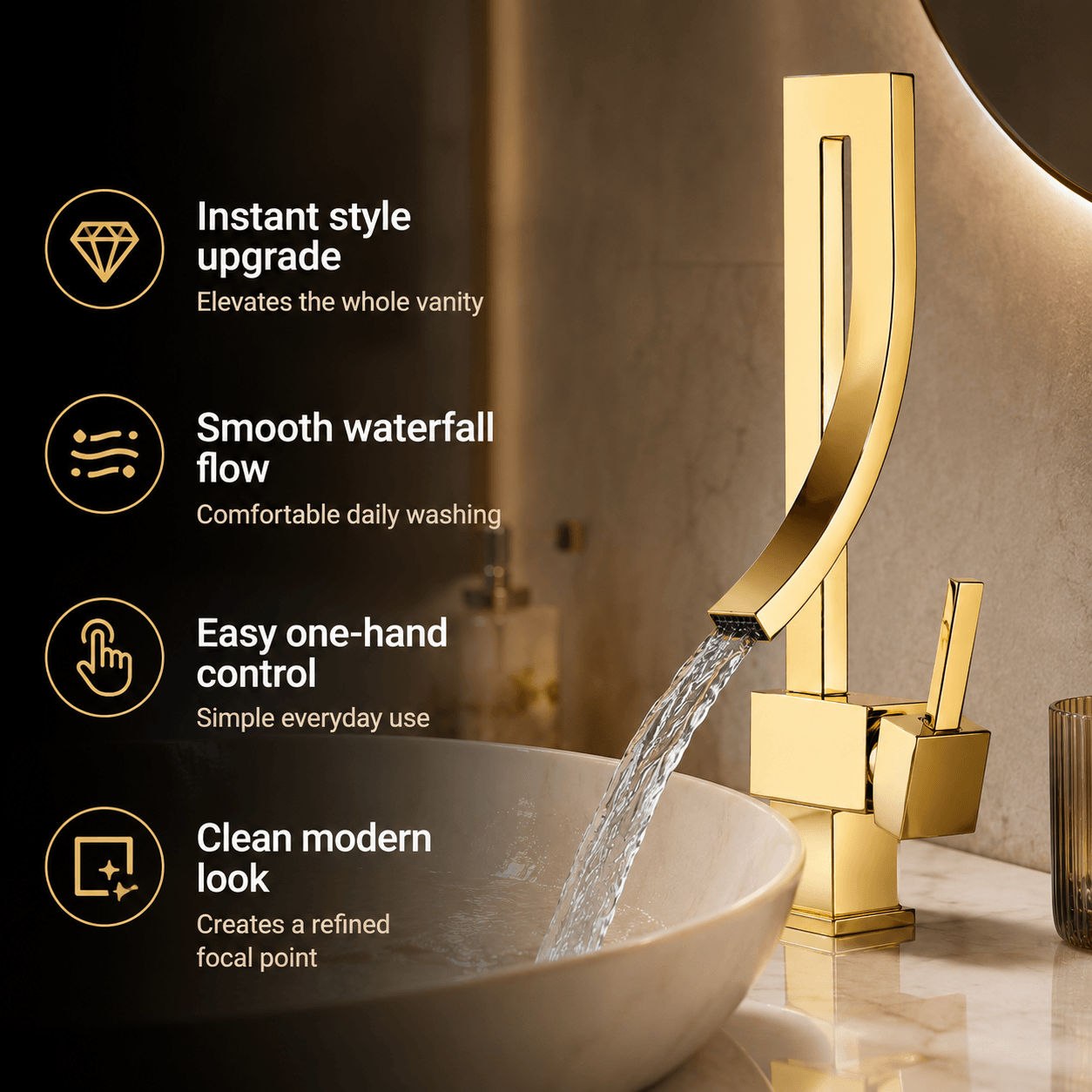 Single Hole Bathroom Faucet Single Handle Waterfall Faucet Sink Faucet