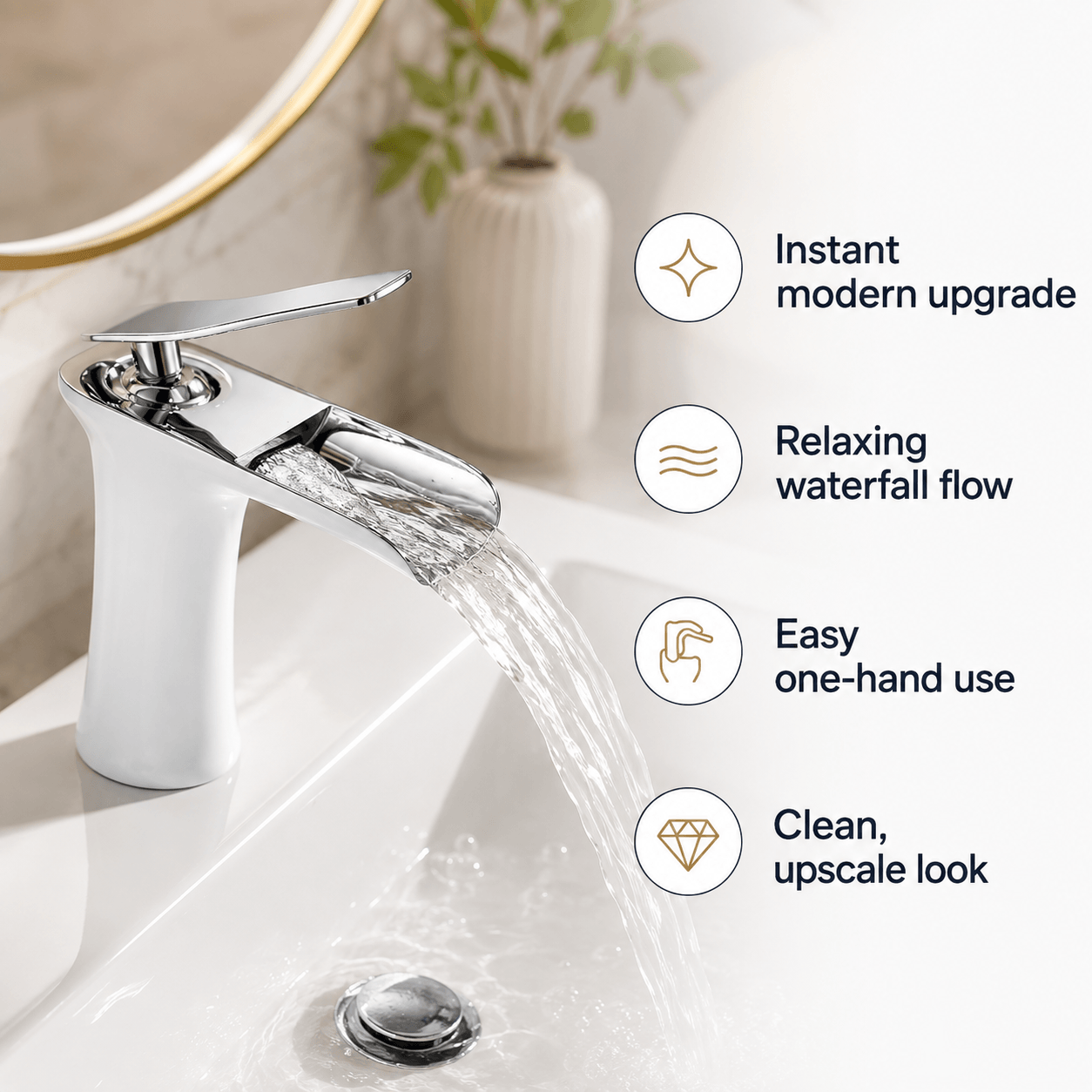 Single Hole Bathroom Faucet Sink Faucet Single Handle Waterfall Faucet