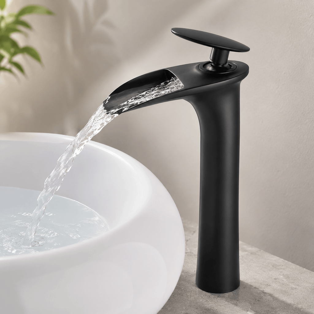 Single Hole Bathroom Faucet Vessel Sink Faucet Single Handle Waterfall