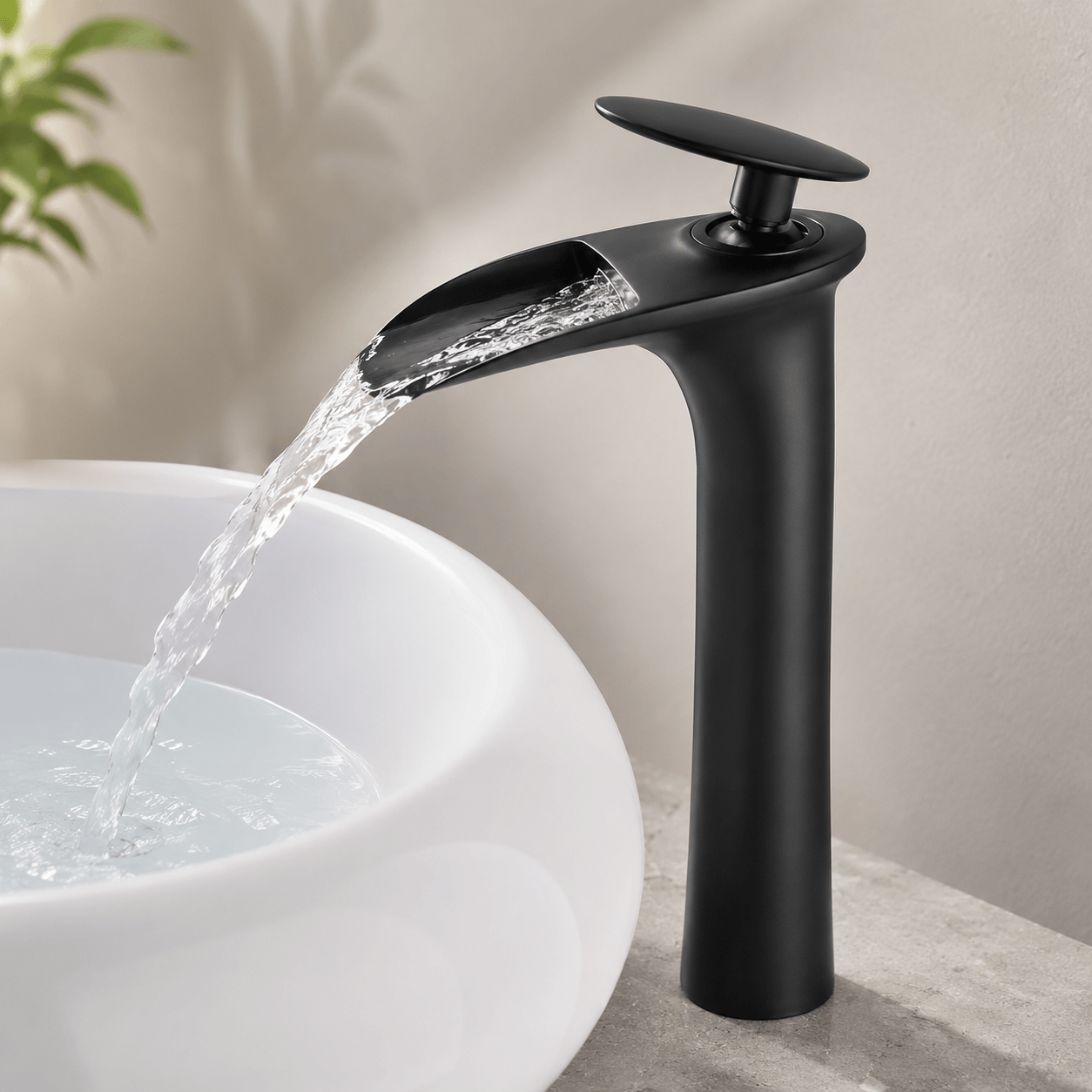 Single Hole Bathroom Faucet Vessel Sink Faucet Single Handle Waterfall
