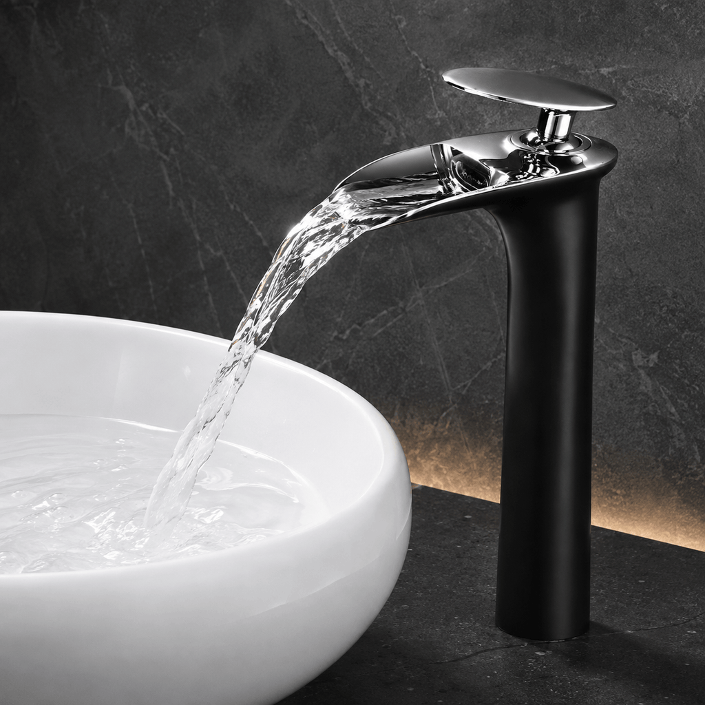 Single Hole Bathroom Faucet Vessel Sink Faucet Single Handle Waterfall