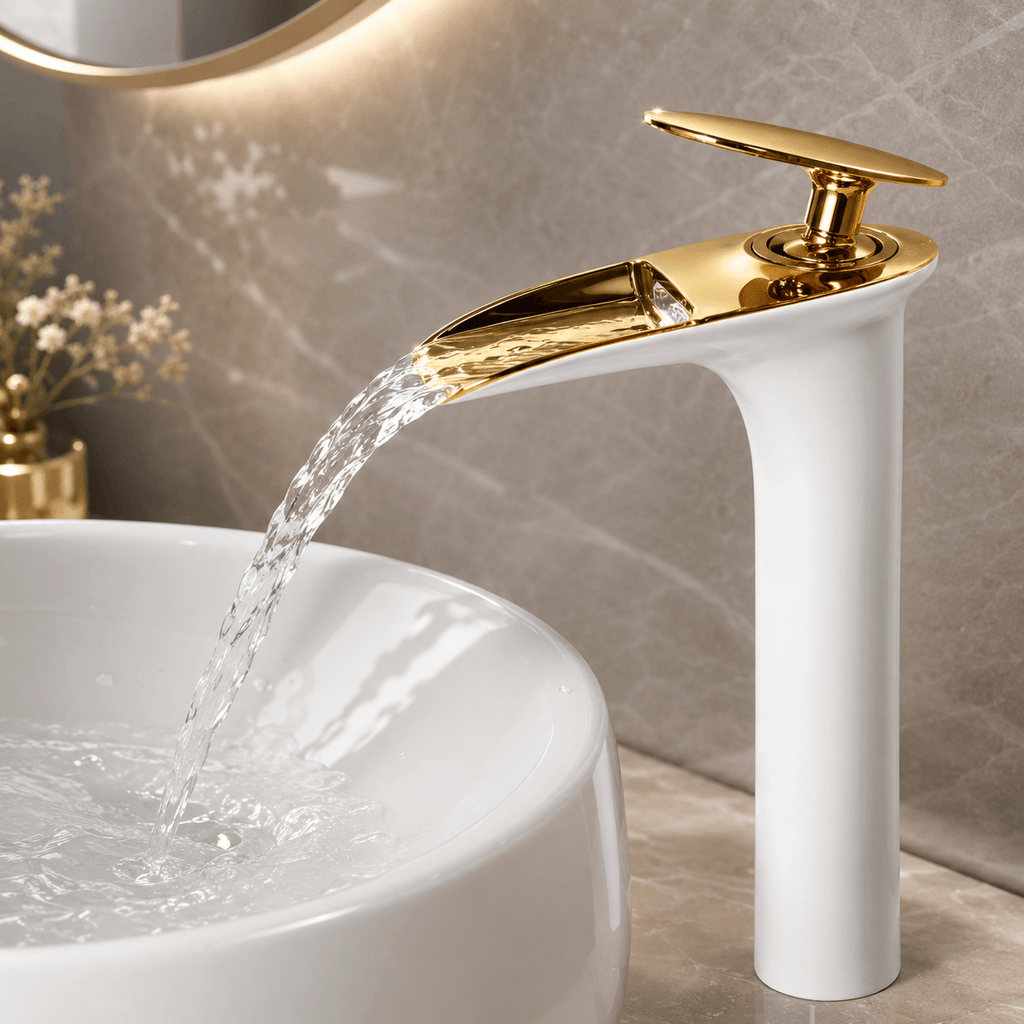 Single Hole Bathroom Faucet Vessel Sink Faucet Single Handle Waterfall