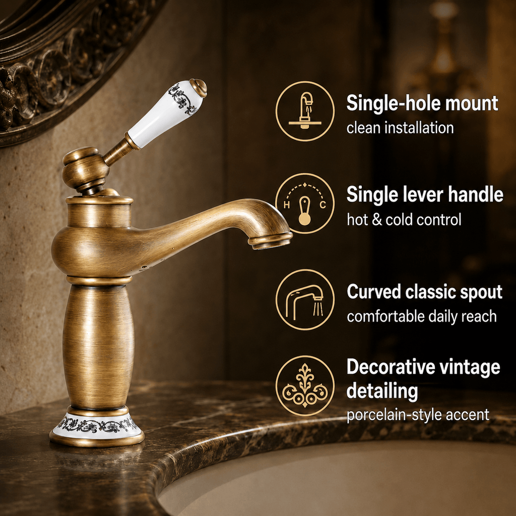 Single Hole Bathroom Faucet Vintage Sink Faucet Single Handle