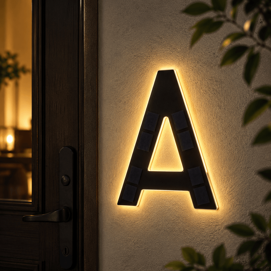 Solar LED House Number Light – Illuminated Address Number Sign for Outdoor Home & Mailbox