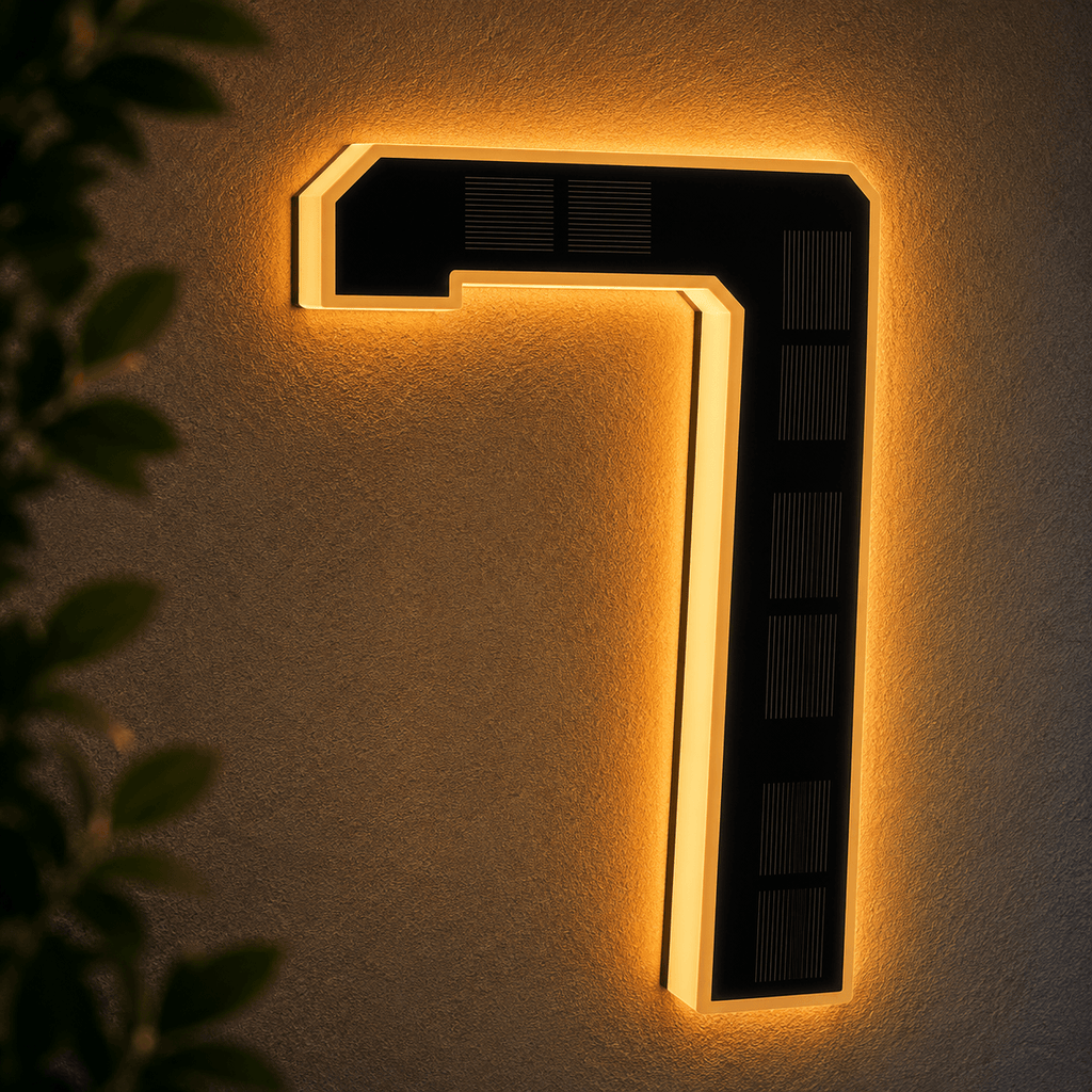 Solar LED House Number Light – Illuminated Address Number Sign for Outdoor Home & Mailbox