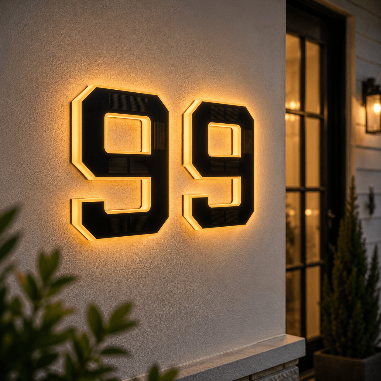 Solar LED House Number Light – Illuminated Address Number Sign for Outdoor Home & Mailbox