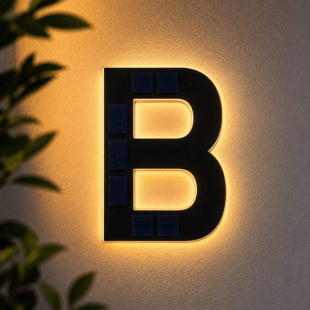Solar LED House Number Light – Illuminated Address Number Sign for Outdoor Home & Mailbox