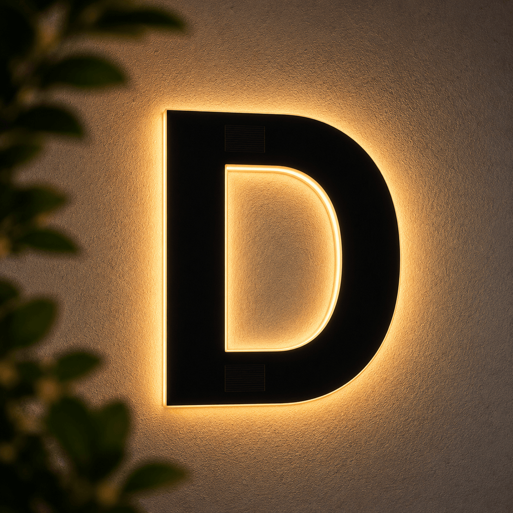 Solar LED House Number Light – Illuminated Address Number Sign for Outdoor Home & Mailbox