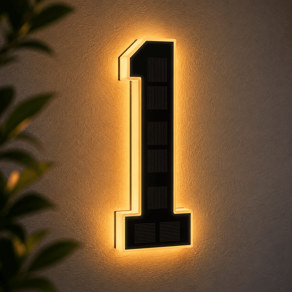 Solar LED House Number Light – Illuminated Address Number Sign for Outdoor Home & Mailbox
