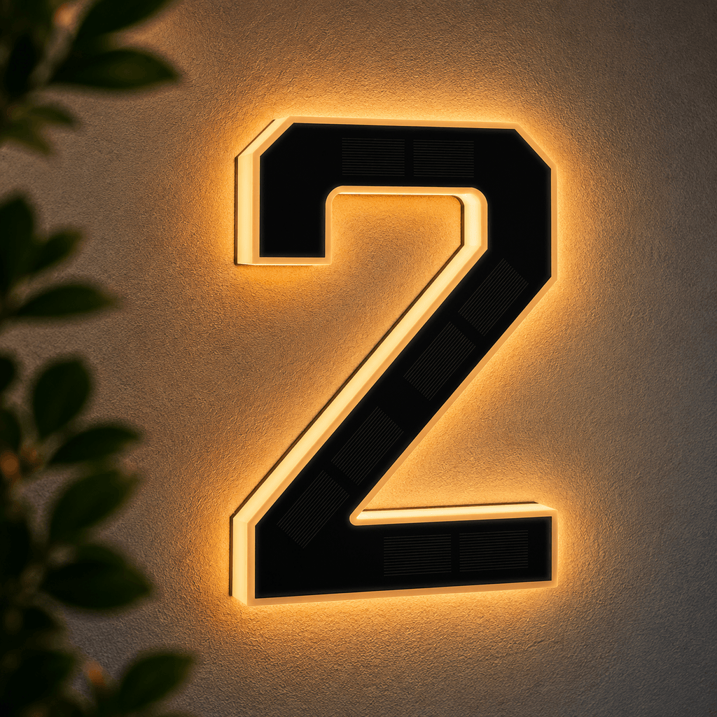 Solar LED House Number Light – Illuminated Address Number Sign for Outdoor Home & Mailbox