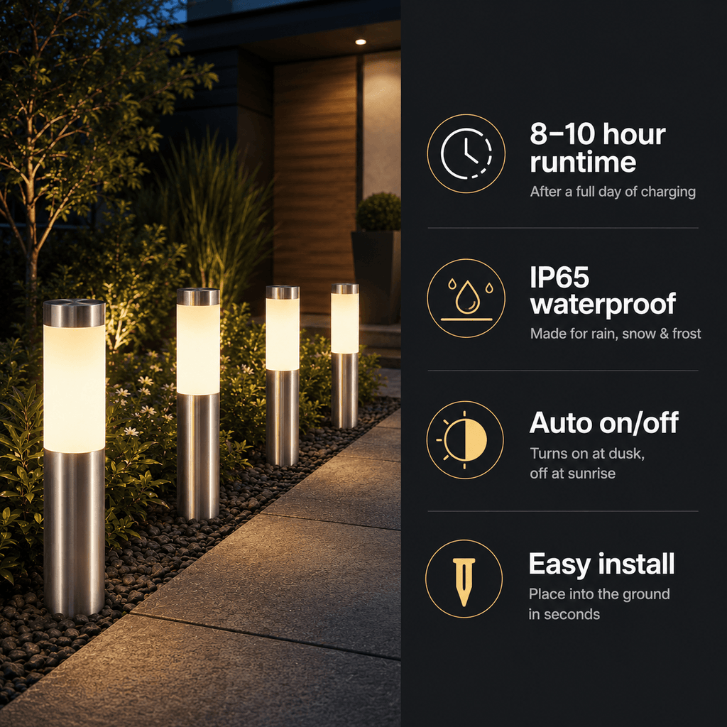 Solar Path Lights Outdoor – Waterproof Garden Walkway Lights