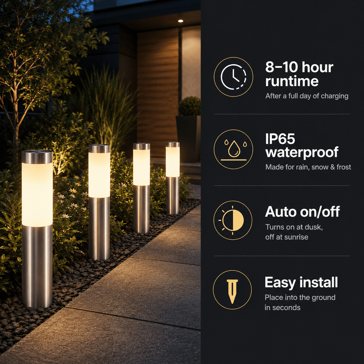 Solar Path Lights Outdoor – Waterproof Garden Walkway Lights