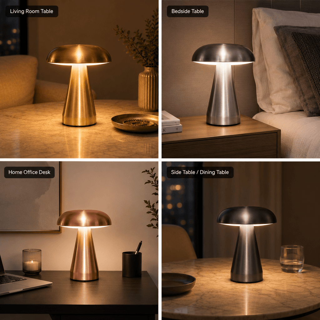 Spora Mushroom Table Lamp – Rechargeable Cordless Bedside & Desk Lamp