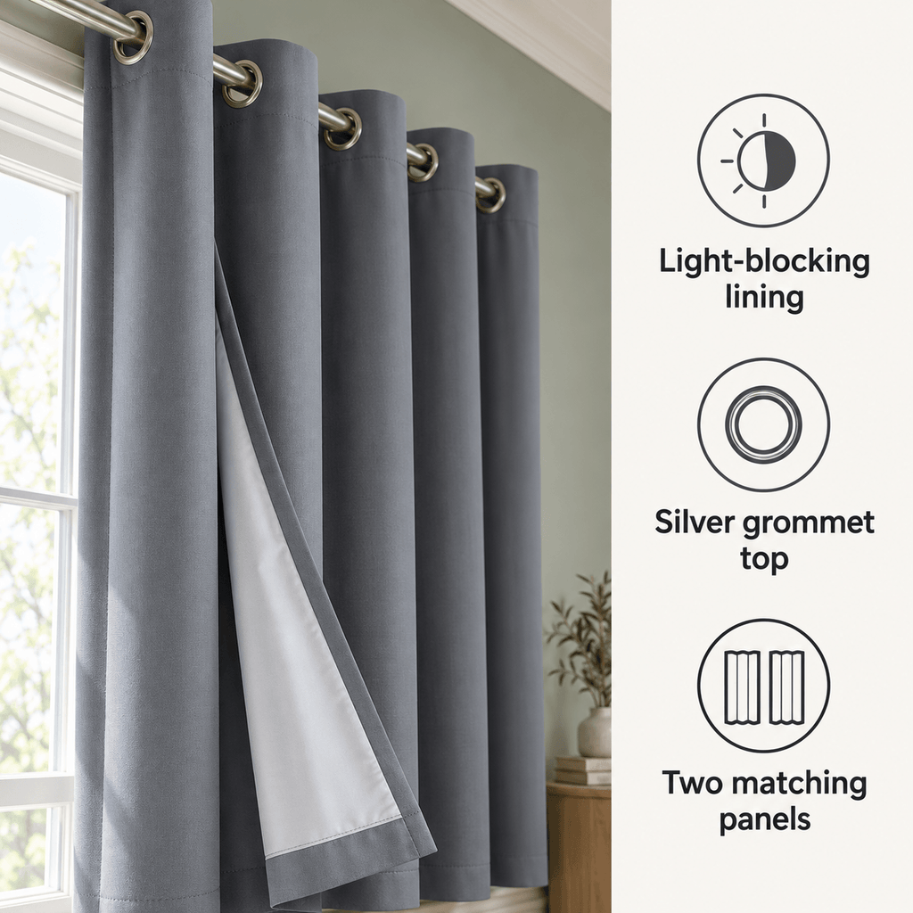 Thermal Blackout Curtains for Bedroom & Living Room 2 Panels