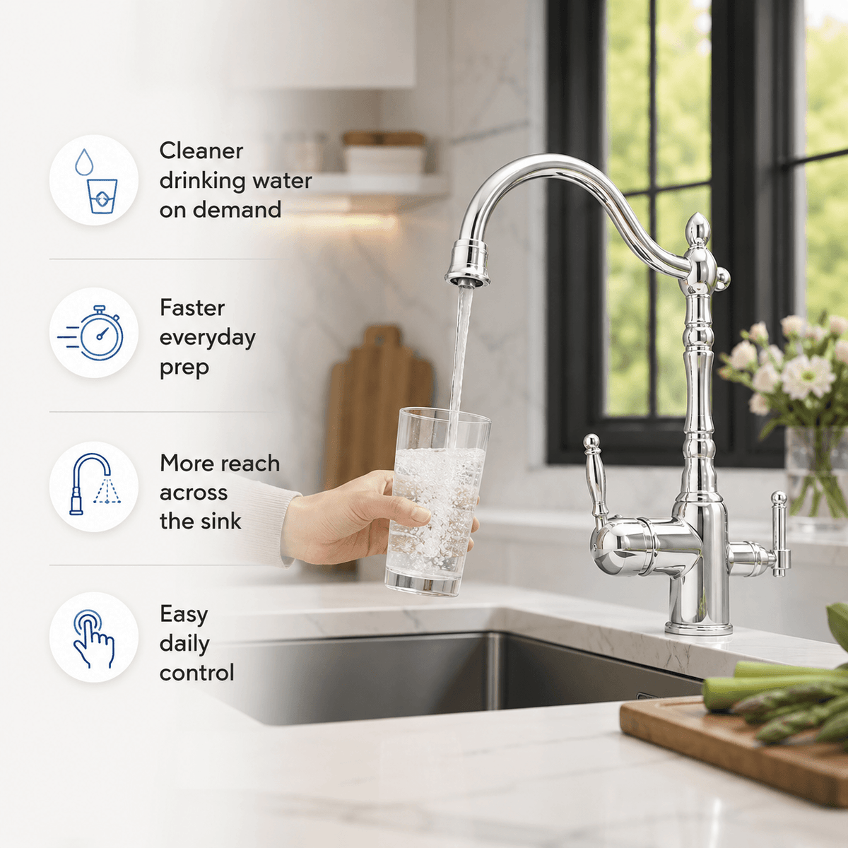 Vintage Kitchen Faucet with Filtered Water Outlet