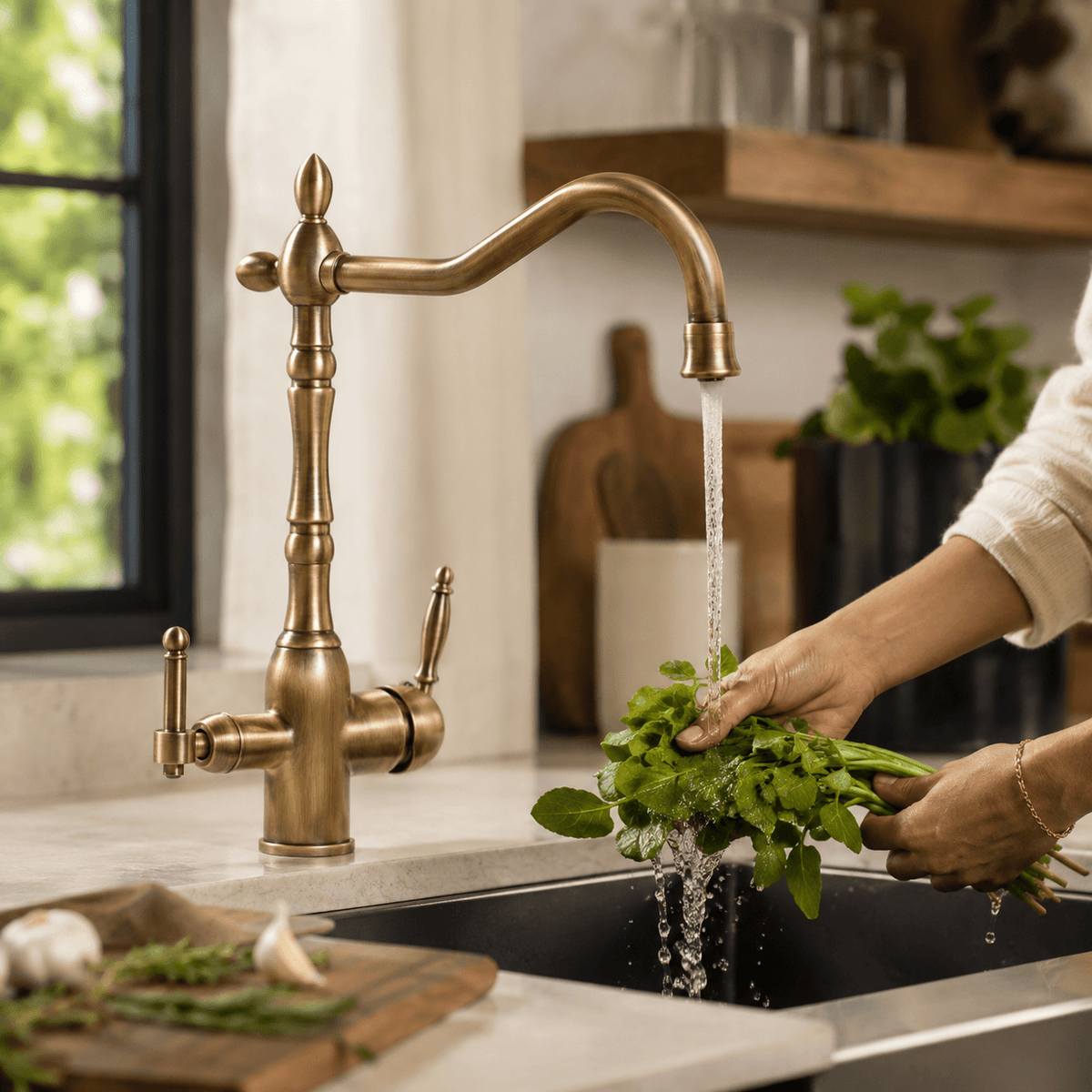 Vintage Kitchen Faucet with Filtered Water Outlet
