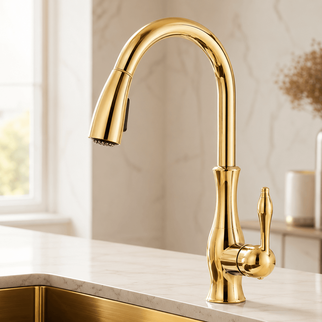 Vintage Single Handle Pull Down Kitchen Faucet with Sprayer