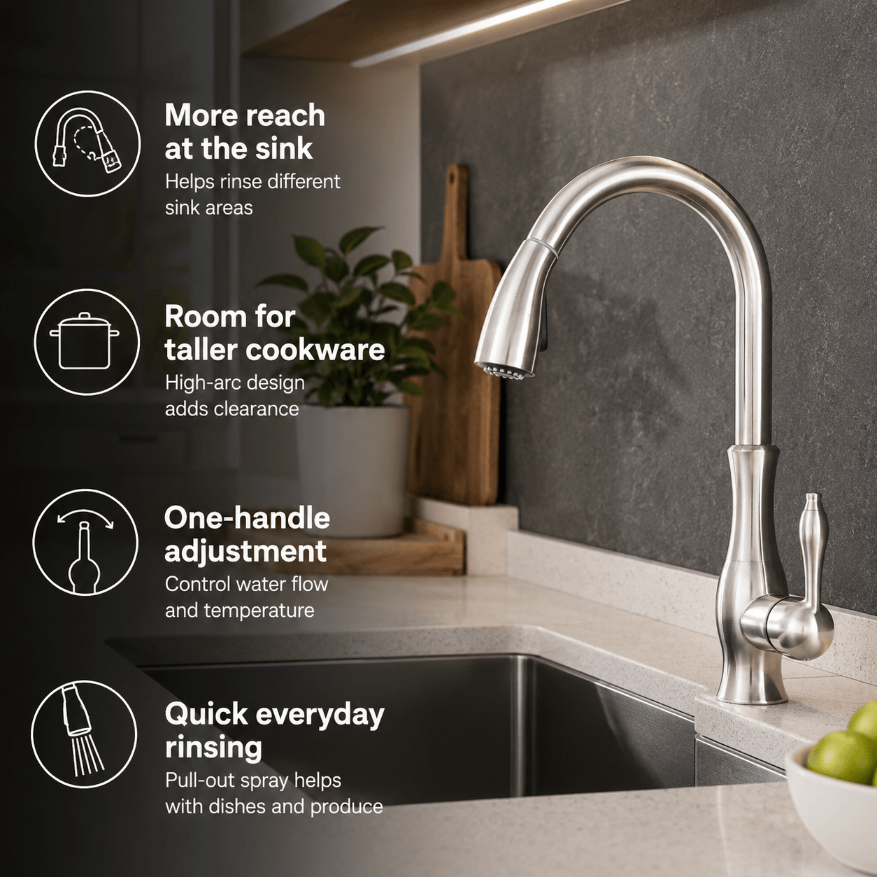 Vintage Single Handle Pull Down Kitchen Faucet with Sprayer