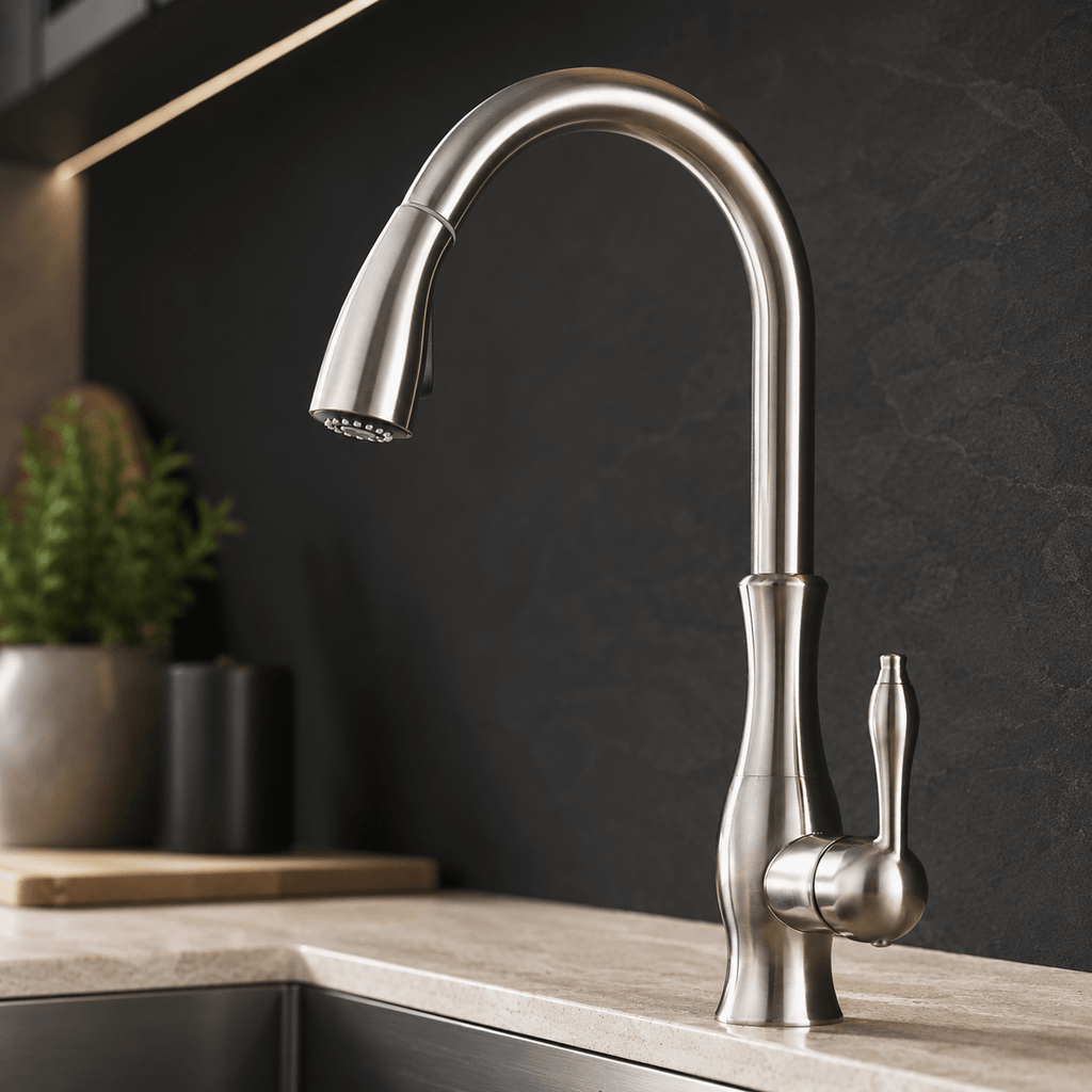 Vintage Single Handle Pull Down Kitchen Faucet with Sprayer