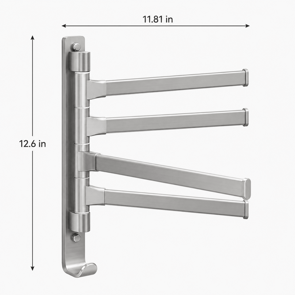 Wall Mounted Towel Rack – Swivel Bathroom Towel Bar & Towel Holder